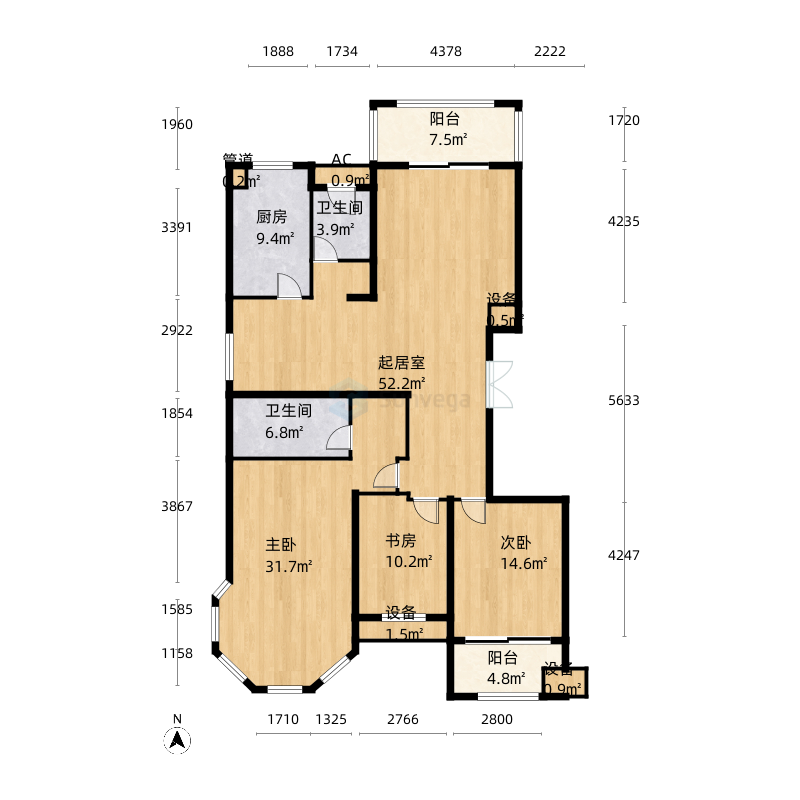 潍坊麒麟公馆户型图-三维家户型库