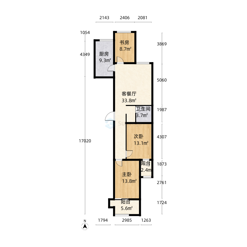 济宁运河大厦户型图-三维家户型库