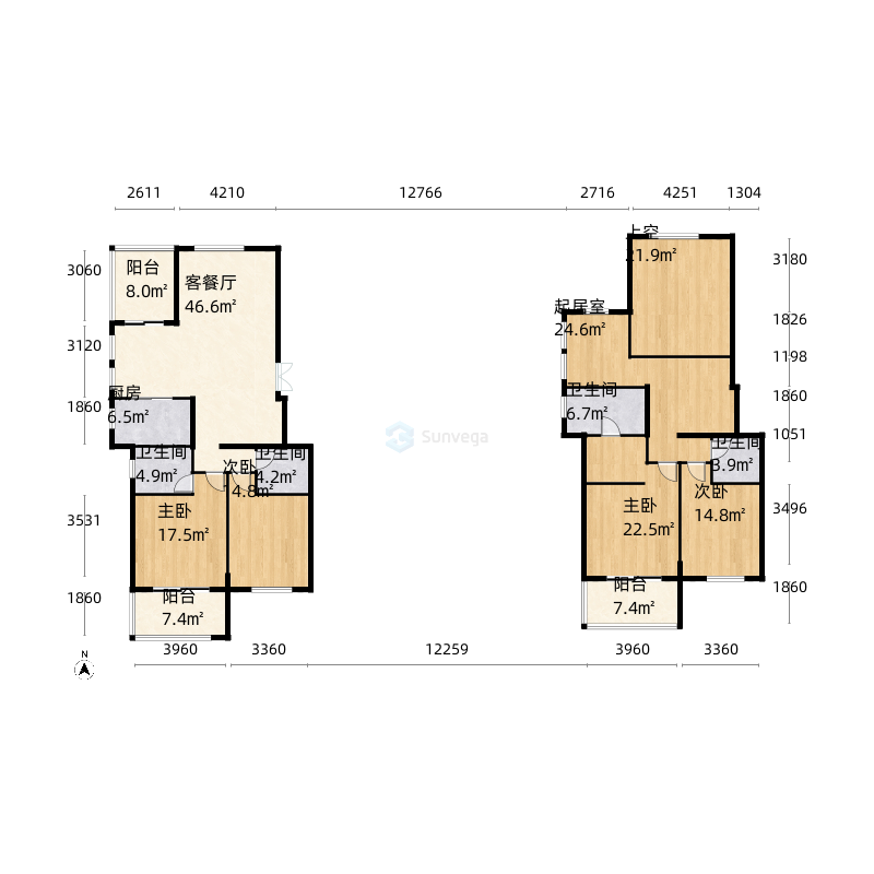 白云山庄4室2厅4卫1厨294.0㎡户型图