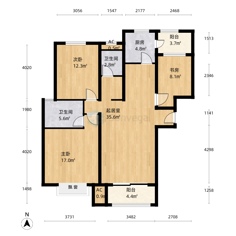 咸阳清渭公馆户型图-三维家户型库