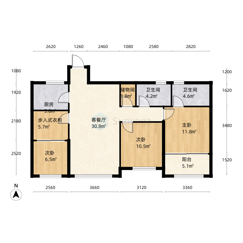 温州兴翔景园户型图-三维家户型库