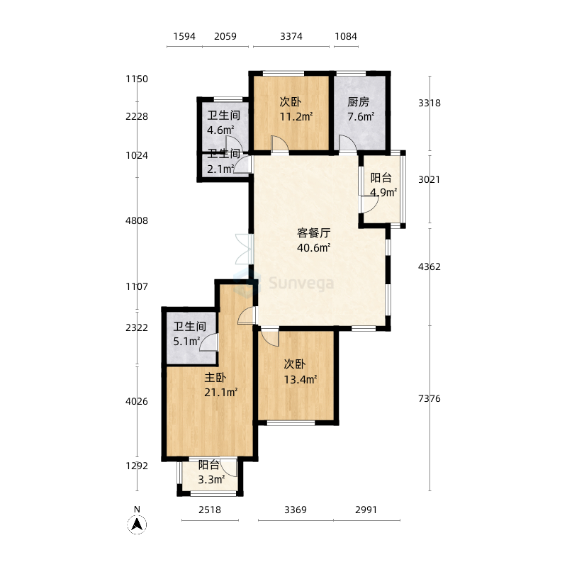 温州天瑞香山美邸户型图-三维家户型库