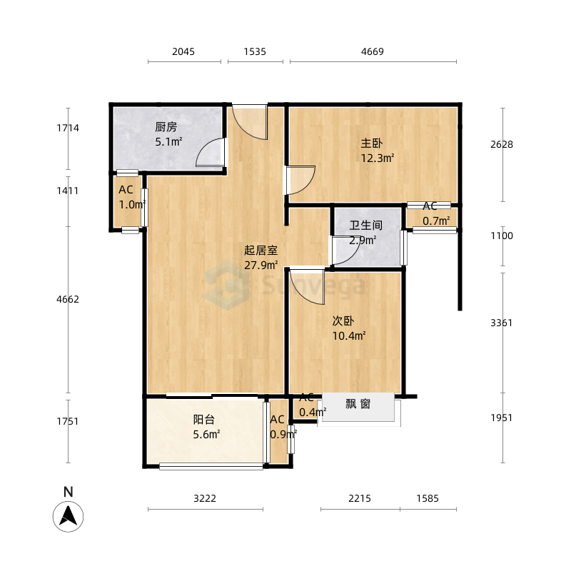 龙岩禹洲城上城90-140㎡户型图-三维家户型库