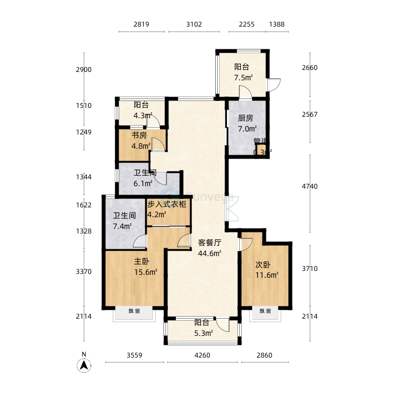 大连半山悦景户型图-三维家户型库