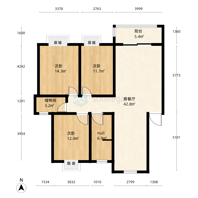 宿州萧县安粮中央花园户型图-三维家户型库