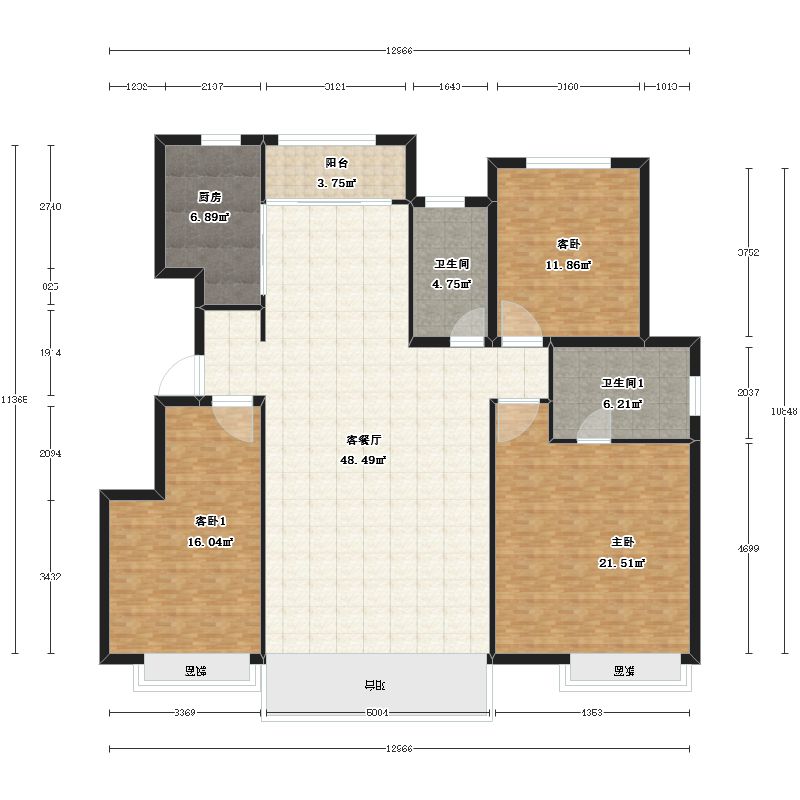 中海·华山珑城140㎡户型图